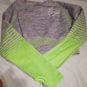 Gray and Neon Green Long Sleeve Top